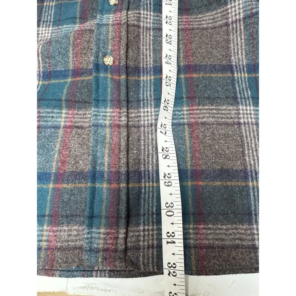 Pendleton Wool Flannel Shirt L Plaid Elbow Patch‎ USA Cabin Workwear